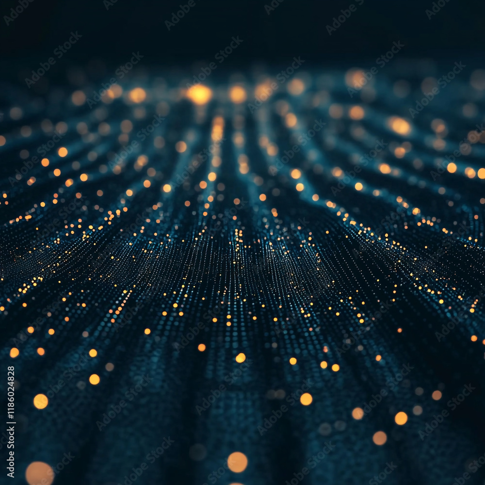 Poster bright particles are scattered across a dark background to create a mesmerizing effect