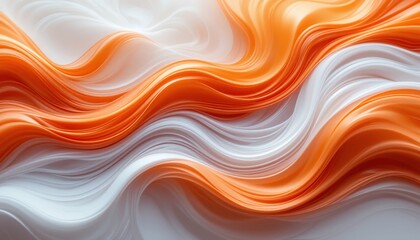 Fototapeta premium Fluid Orange and White Abstract Waves 