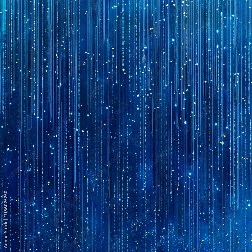 Poster digital rain falling on a blue background creates a mesmerizing visual effect