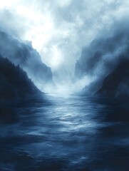 Obraz premium A background of a cool gradient transitioning from navy blue to frosty gray.