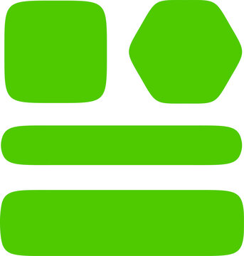 A vector illustration featuring a set of geometric green shapes with rounded edges, including a squircle, a rounded hexagon, and two rounded rectangles, inspired by superellipse forms.