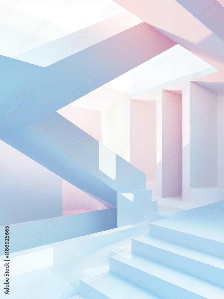 Poster 3d rendering of an abstract architectural design, presented as a sleek minimalistic poster