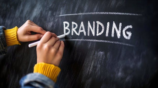 Branding concept written with chalk  
