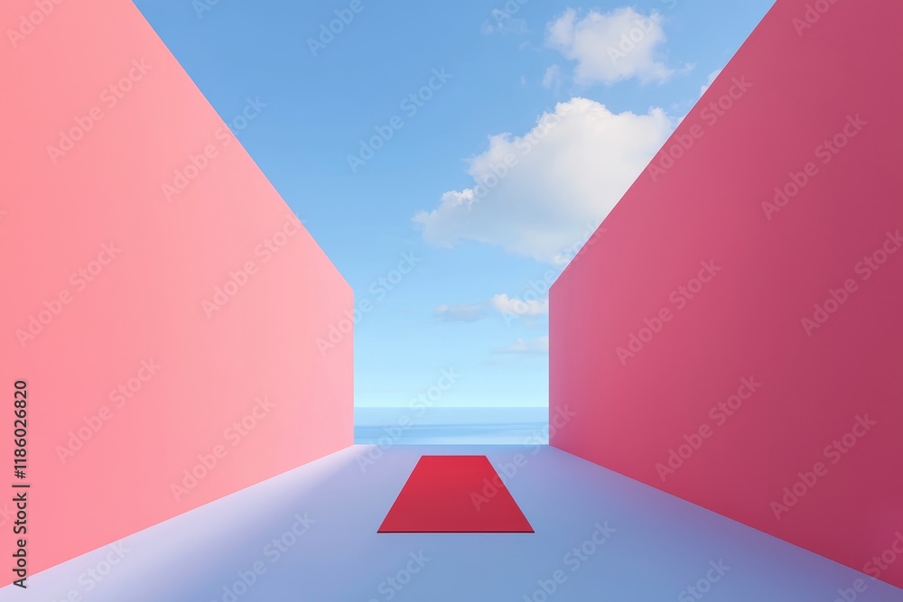 Poster a 3d rendering of an abstract architectural background, complemented by a clean architectural poster