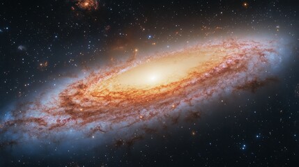 Fototapeta premium A Spiral Galaxy with a Bright Core Surrounded by Stars