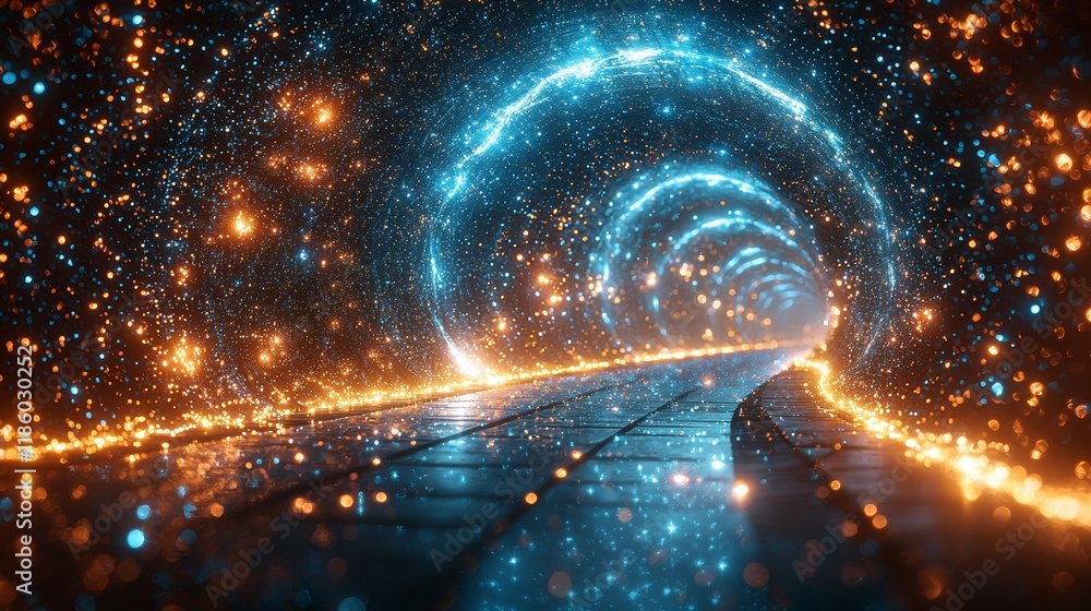 Poster this animation depicts an abstract colorful particle wave background with digital particles and ligh