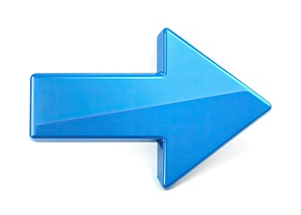 Fototapeta premium Crisp white background showcases a simple blue arrow; ideal navigation graphic design element for stock images.
