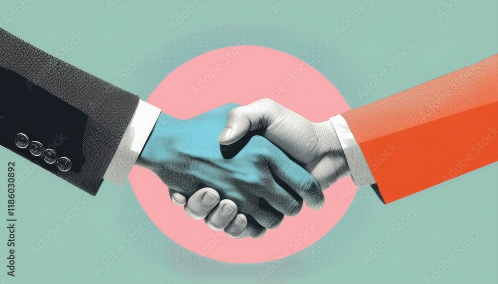 Aufkleber handshake between two businessmen. handshake between two professionals. modern design with a positiv