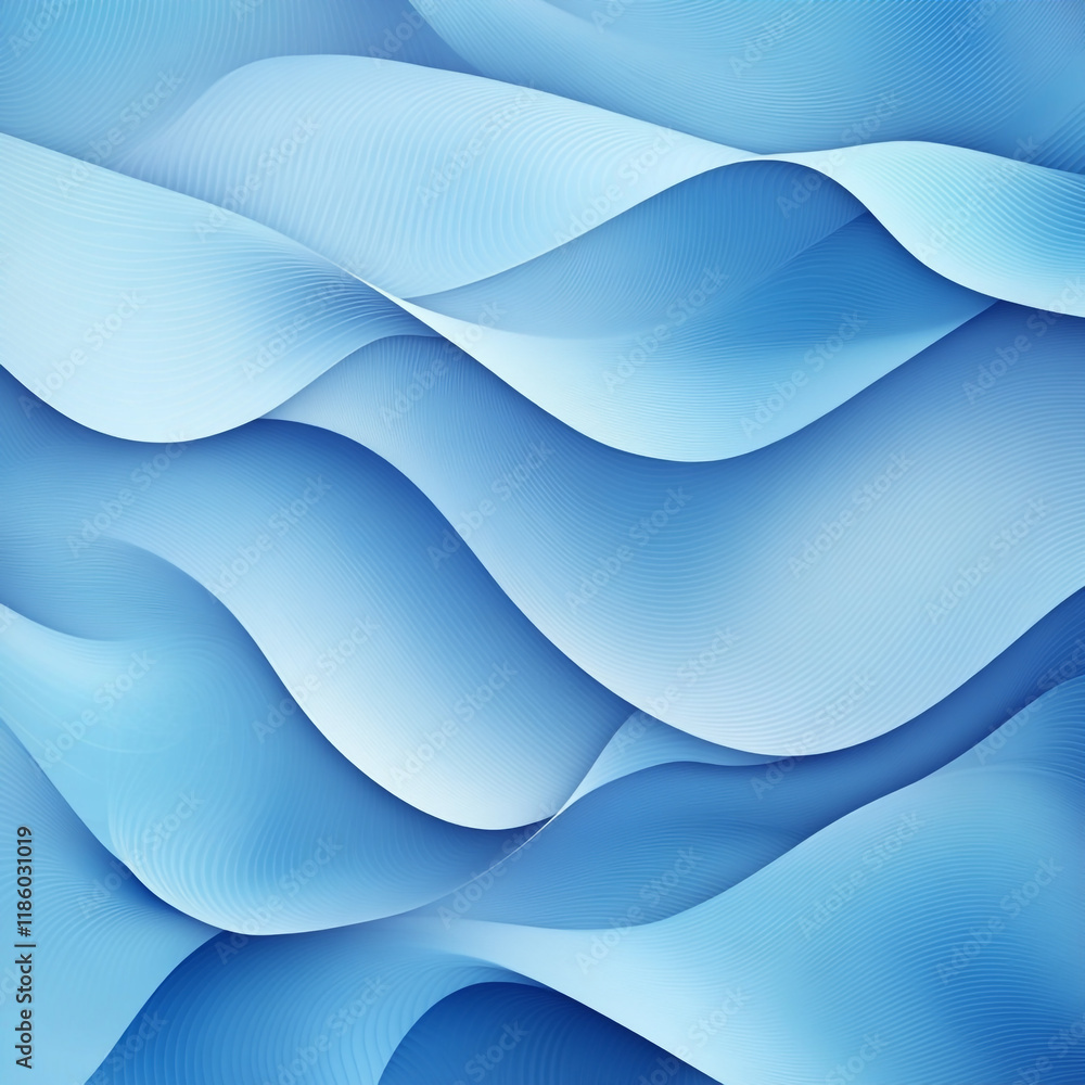 Poster fluid blue waves create a serene and calming abstract background design