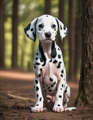 dalmatian puppy in the forest