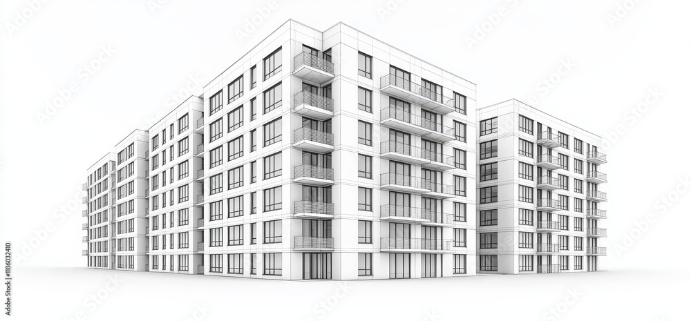 Aufkleber 3d wireframe showing the architectural perspective of a building