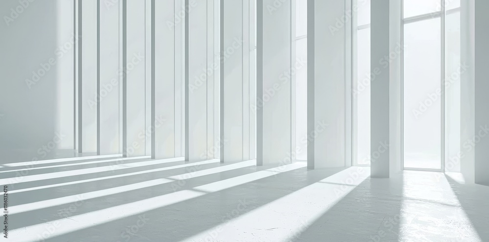 Poster a white concrete floor for car presentation is featured in a 3d render of abstract futuristic archit