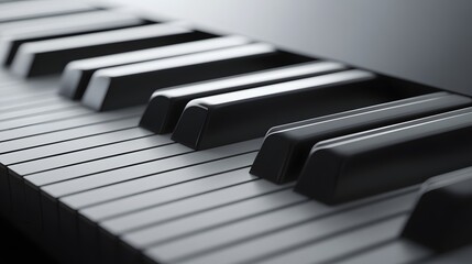 Closeup of Piano Keys Black and White