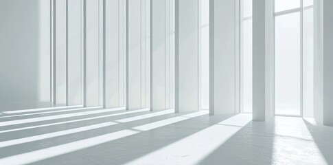 Obraz premium A white concrete floor for car presentation is featured in a 3D render of abstract futuristic architecture