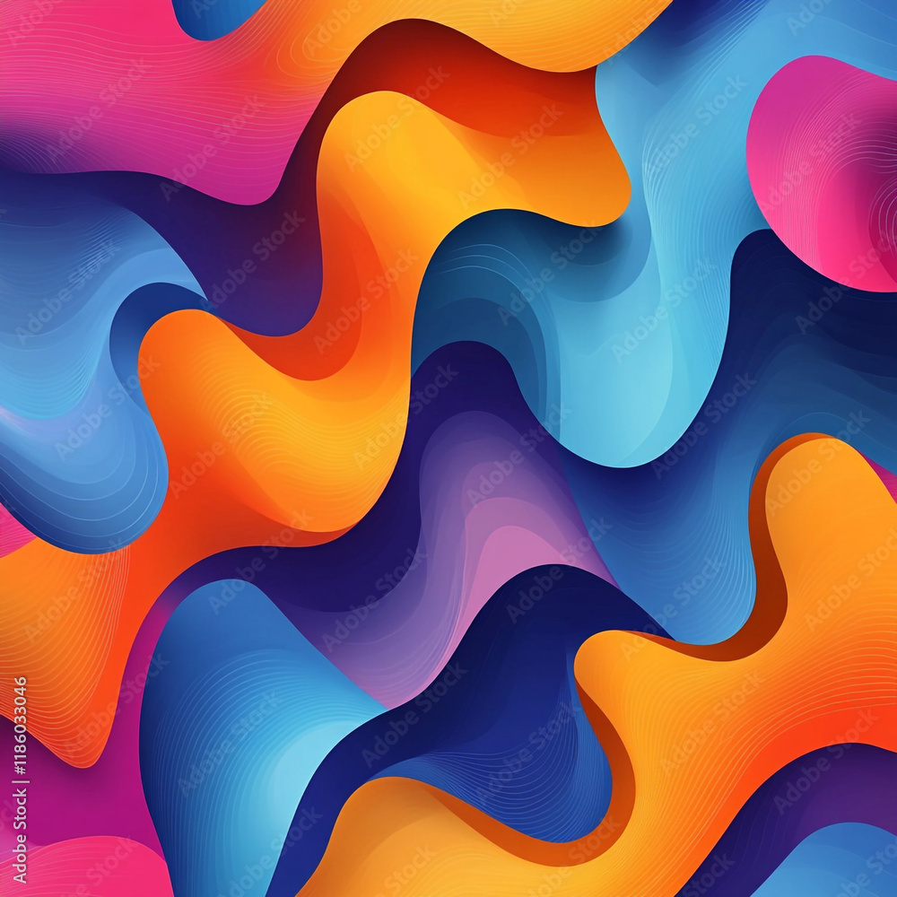 Poster colorful abstract waves create a dynamic and vibrant visual experience