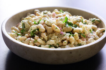 White Bean Salad with Feta Cheese in a Bowl Close-Up