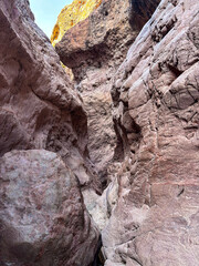 Hiking Sara crack trail on sara park trail head close to lake havasu, Arizona