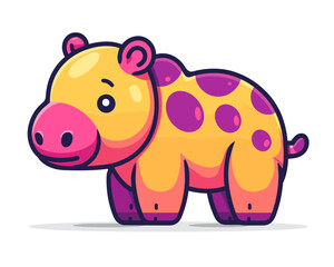 Fototapeta premium Cute Little hippopotamus Cartoon Vector Illustration. The hippo has a big smile on its face and he is happy