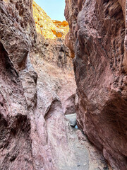 Hiking Sara crack trail on sara park trail head close to lake havasu, Arizona