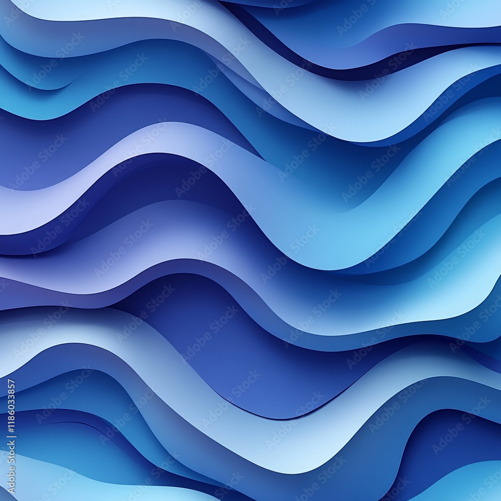 Poster swirling patterns of blue waves create a sense of tranquility and motion in abstract design