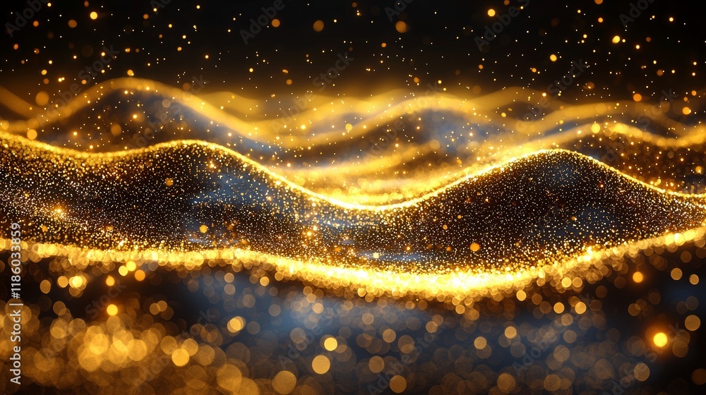 Poster an abstract glow element made up of particles and dots, featuring an explosion of multi-colored dots