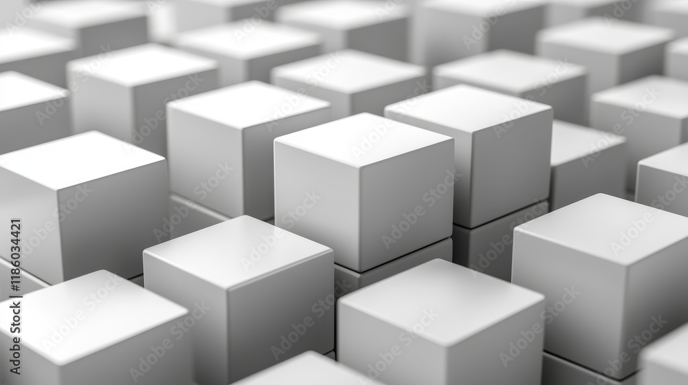 Poster 3d rendering of an abstract tech geometric design in white with a 3d motion background featuring a p