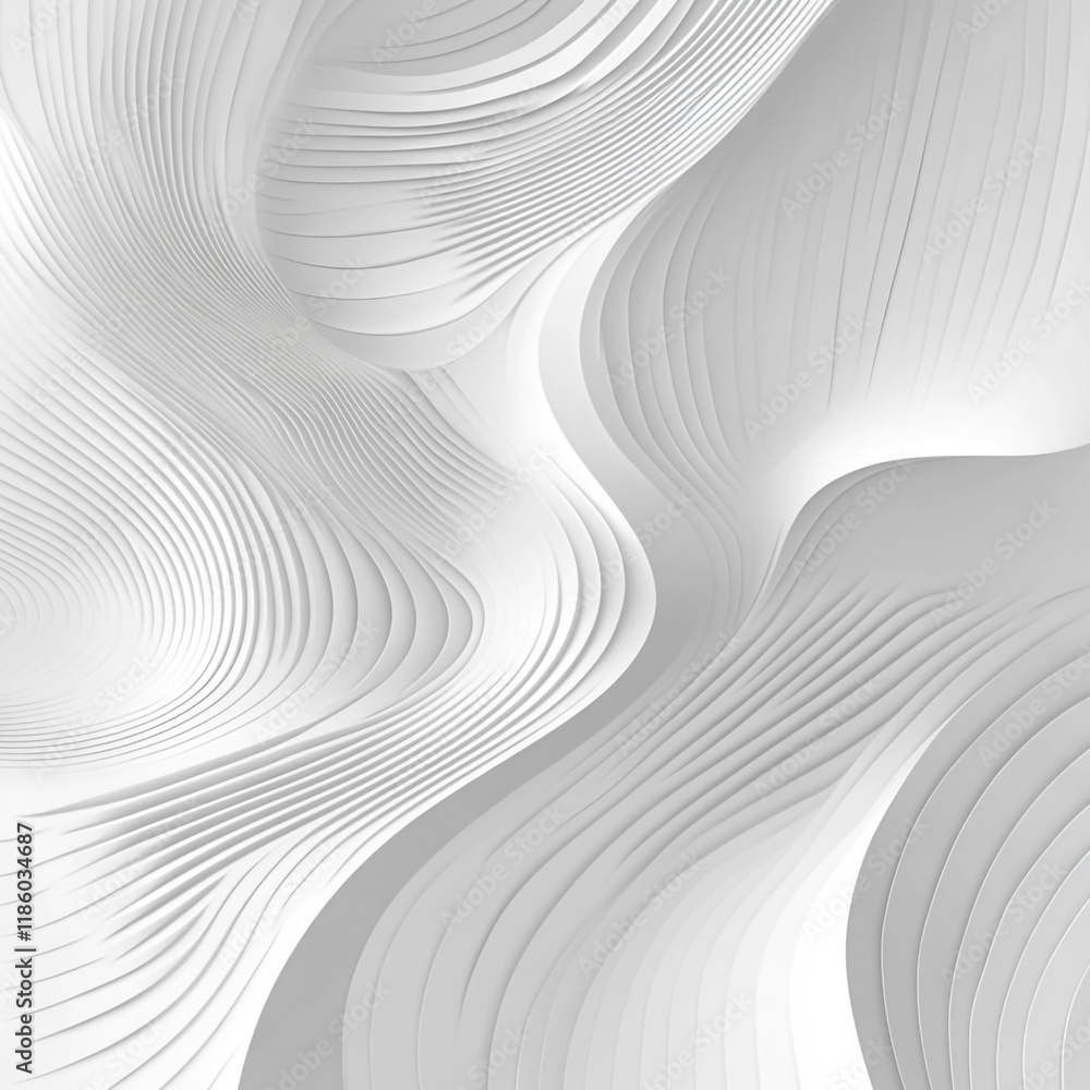 Poster intricate wave patterns create a modern aesthetic in a light-filled space