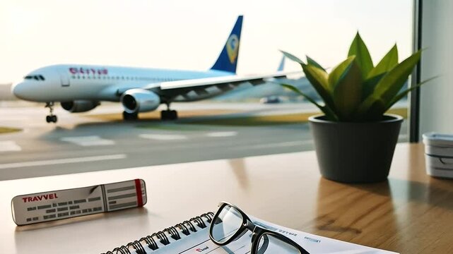 Upcoming Travel Plans with Calendar and Plane Ticket