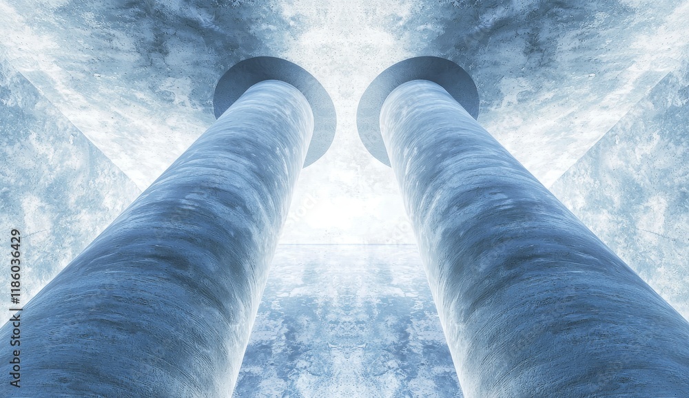 Poster modern abstract structure with futuristic architecture and a concrete floor, stock