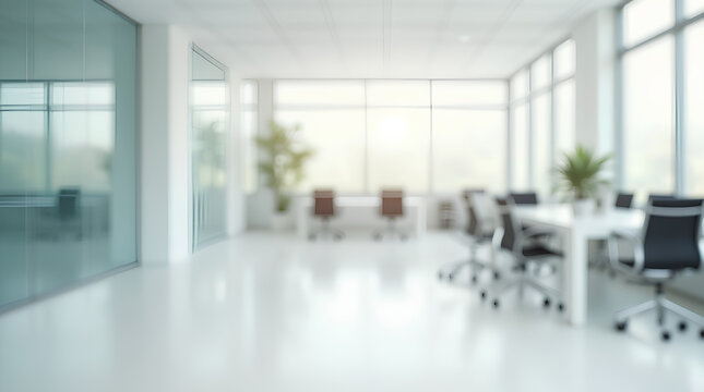 empty white business office with blurred background