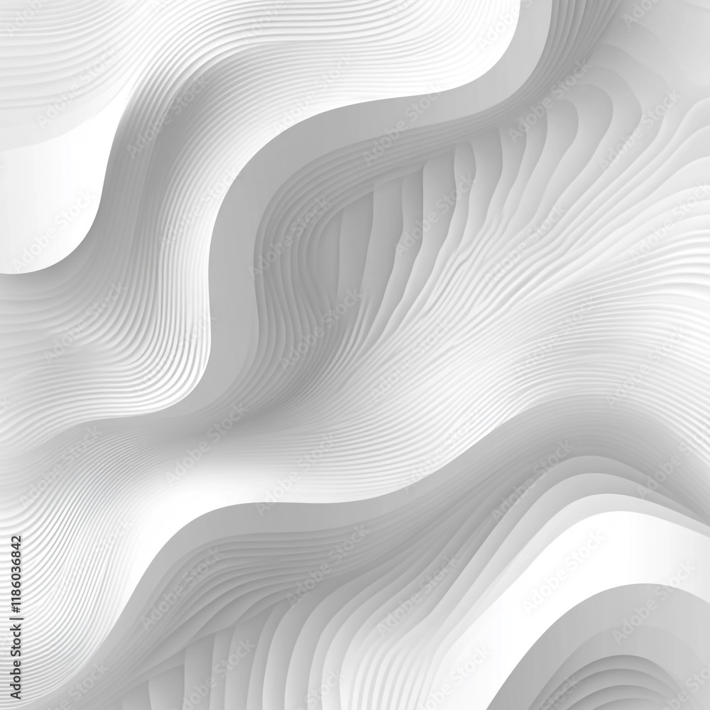 Poster Intricate white wave patterns create a serene and modern design in abstract art