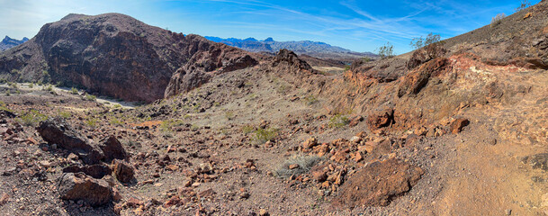 Desert landscape of Sara Park Trail - Hiking close to Lake Havasu, Arizona
