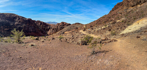 Desert landscape of Sara Park Trail - Hiking close to Lake Havasu, Arizona
