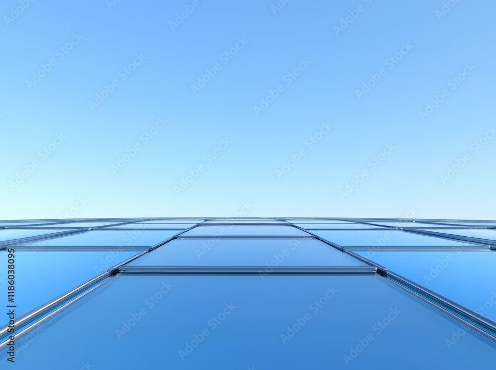Poster 3d visualization of a modern skyscraper building with its distinctive curved glass windows