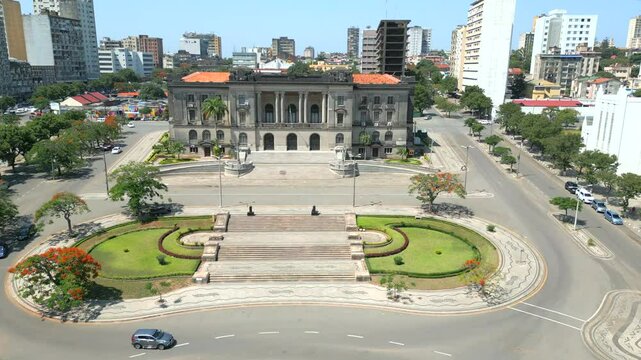 Aerial View Of Maputo City Hall And Maputo Cathedral From Independence Square In Maputo, Mozambique.