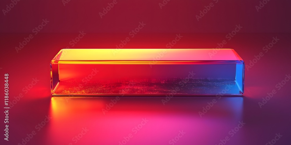 Poster vibrant abstract background with illuminated glass block in varied colors. generative ai