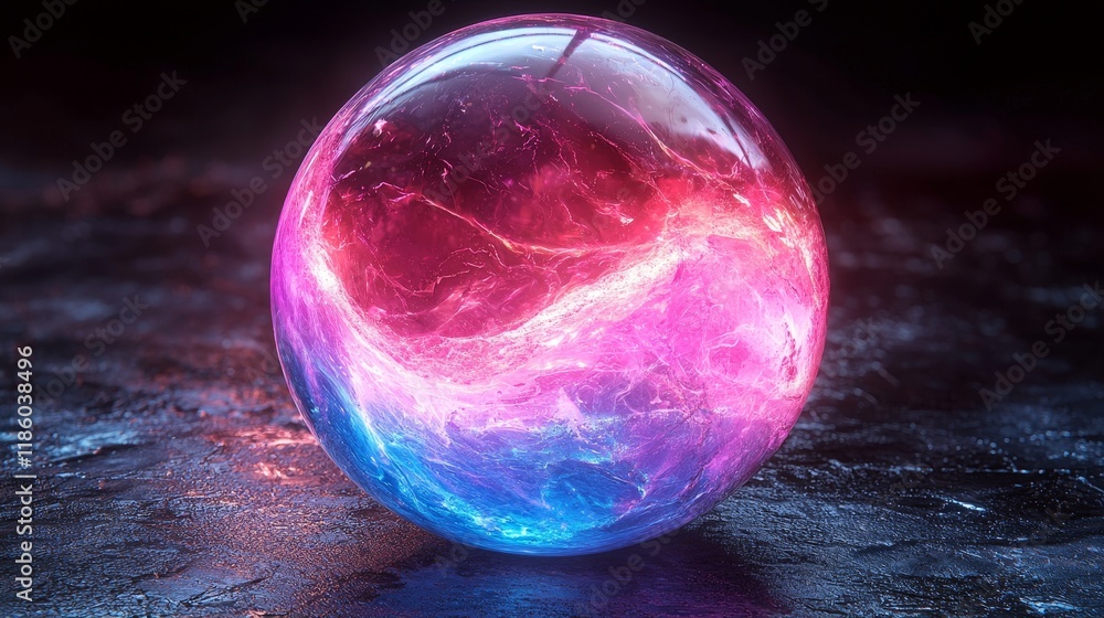 Poster abstract 3d background morphing into a colorful liquid metal blob and fluid sphere, bathed in bright