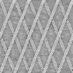 White knit texture of Diamond Lattice Stitch seamless pattern. Vector illustration.