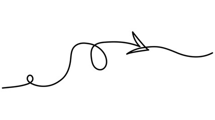 Arrow  continuous one line drawing One line icon of cursor arrow, One line drawing, arrow graph showing rising trend continuous one line drawing Vector illustration