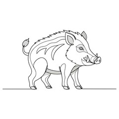 Fototapeta premium wild boar illustration, line art isolated white background