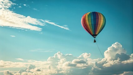 Fototapeta premium Single Rainbow Balloon: Bright Clear Sky