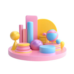 Fototapeta premium Colorful geometric shapes create vibrant and playful scene