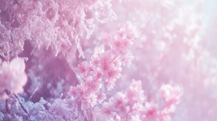 Naklejka premium Beautiful pink flowers bloom softly in a serene garden setting during springtime in morning light