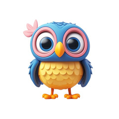 Naklejka premium Cute cartoon owl character with vibrant colors and big eyes