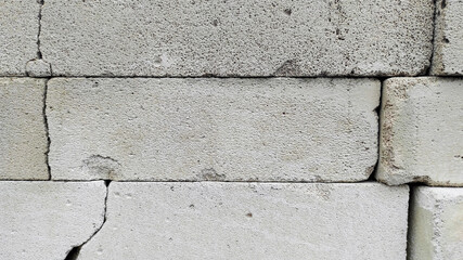 A close-up view of weathered aerated concrete wall blocks