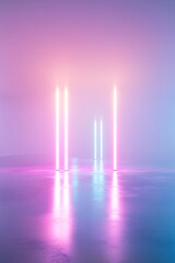 Futuristic city skyline shines with neon lights creating a mesmerizing atmosphere at twilight