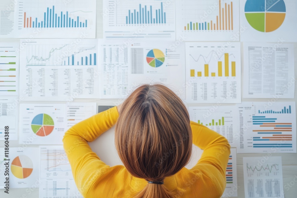 Poster retirement savings tips concept. a person analyzing data charts and graphs on a wall.