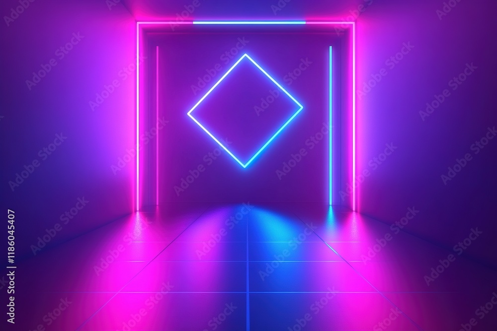 Aufkleber futuristic gradient background with neon geometric shapes and smooth transitions, creating an immers