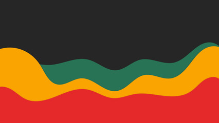 Black history month paper cut wavy color background, african flag colors, icon of african american colors red yellow green black texture background, vector illustratioin	