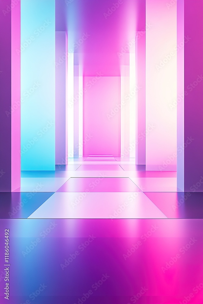 Aufkleber futuristic gradient background features glowing geometric shapes and vibrant neon colors, creating a